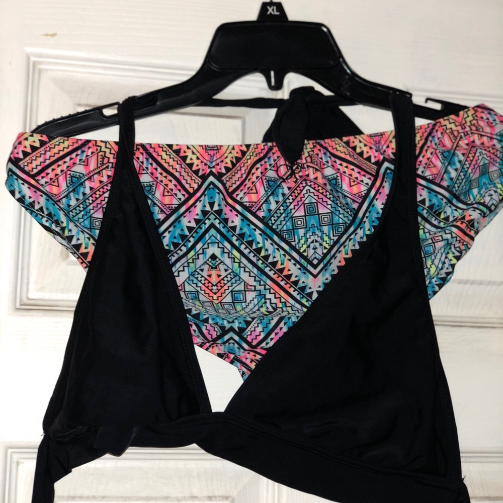 Bikini black and tricolor bottom